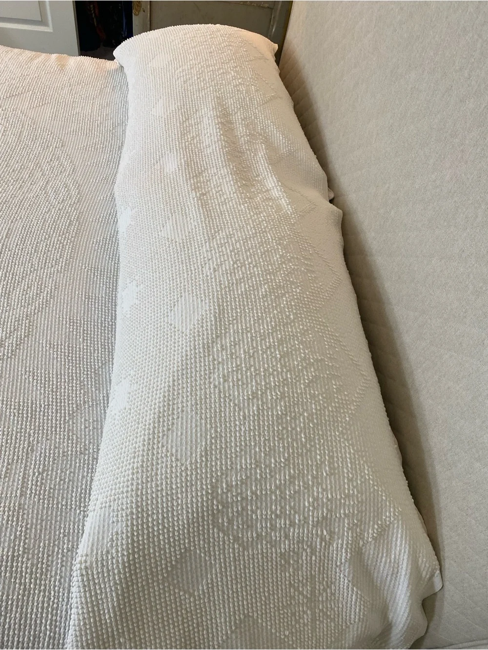 Vintage Chenille 50s Bedspread with Fringe Trim Queen Cottagecore